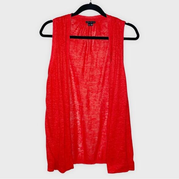 Sweaters - THEORY Apollonia Glint Cardigan Sweater Vest Red Orange Linen Blend size large